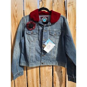 Heart Rock Company Women's Southwestern Eclectic Quirky Reworked Denim Jacket L